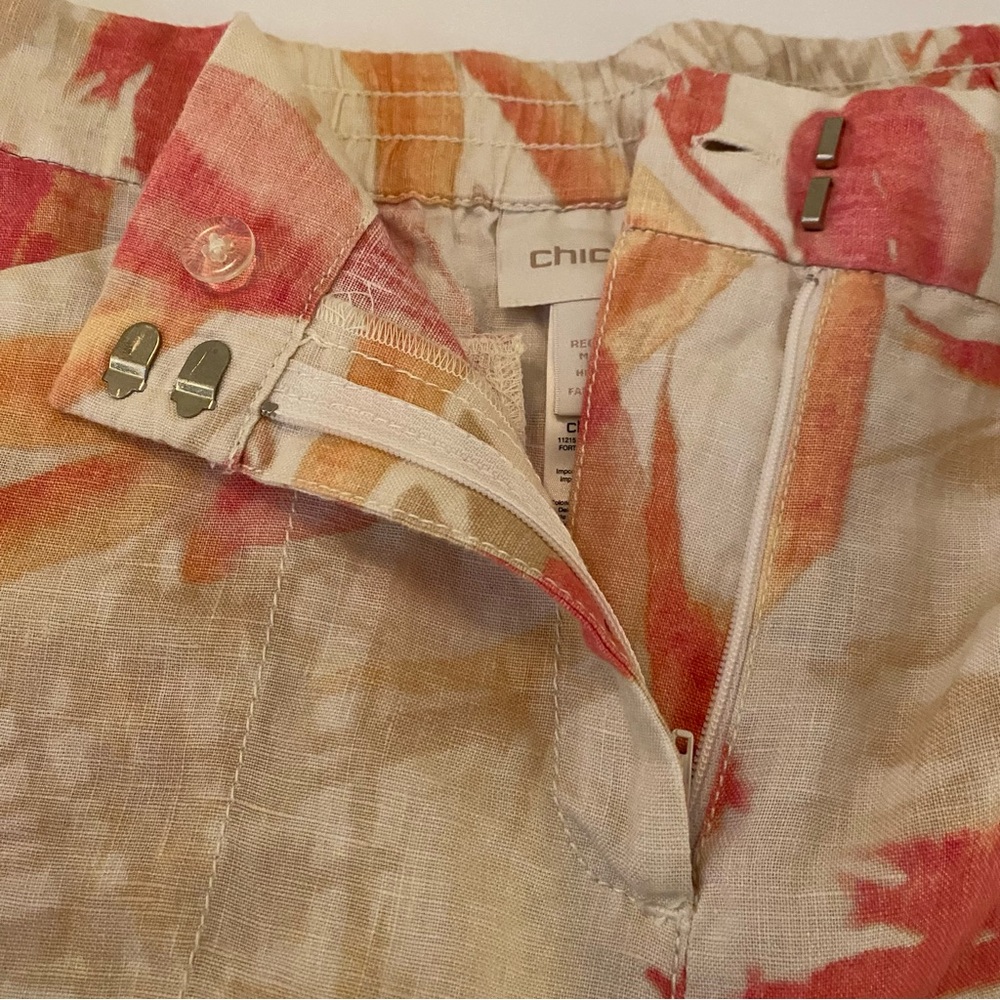 Chico's Havana Shores Pants 100% Linen Wide Leg Womens Sz(1)Medium Resort Beach - Picture 8 of 10